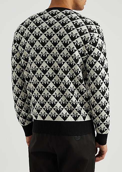 Monochrome Logo-Intarsia Wool-Blend Jumper