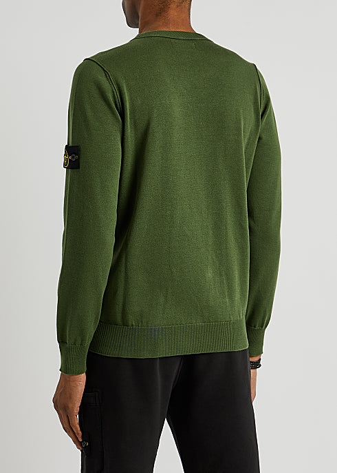 Army Green Logo Cotton Jumper