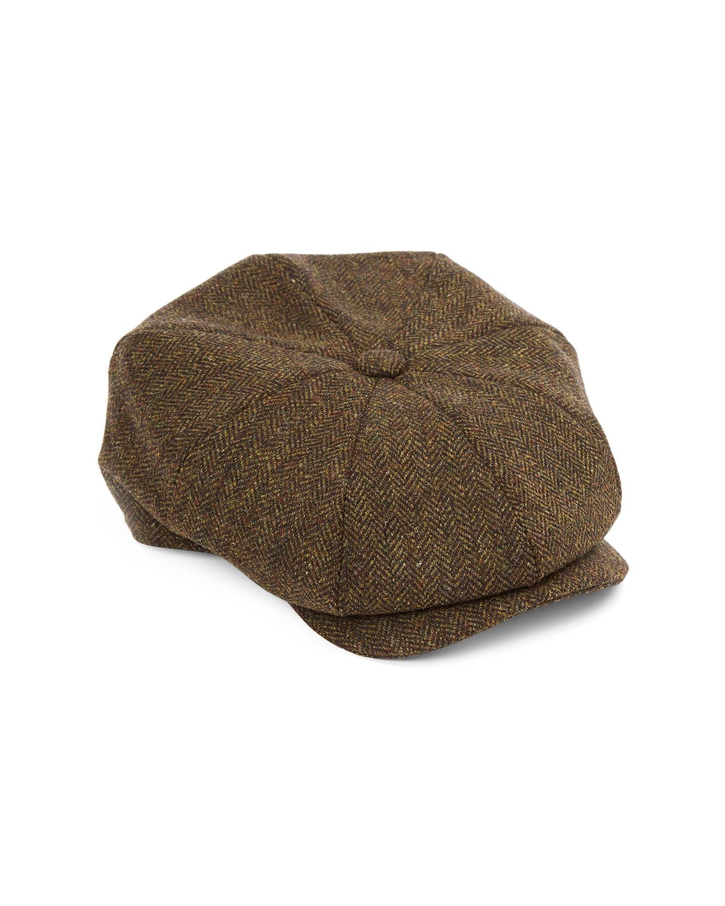 8 Piece Baker Boy Green Herringbone Tweed Flat Cap