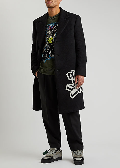 Graffiti-Print Wool-Blend Coat