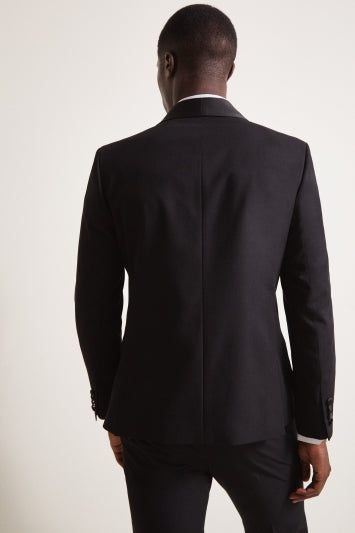 Slim Fit Black with Satin Shawl Lapel Dresswear Suit