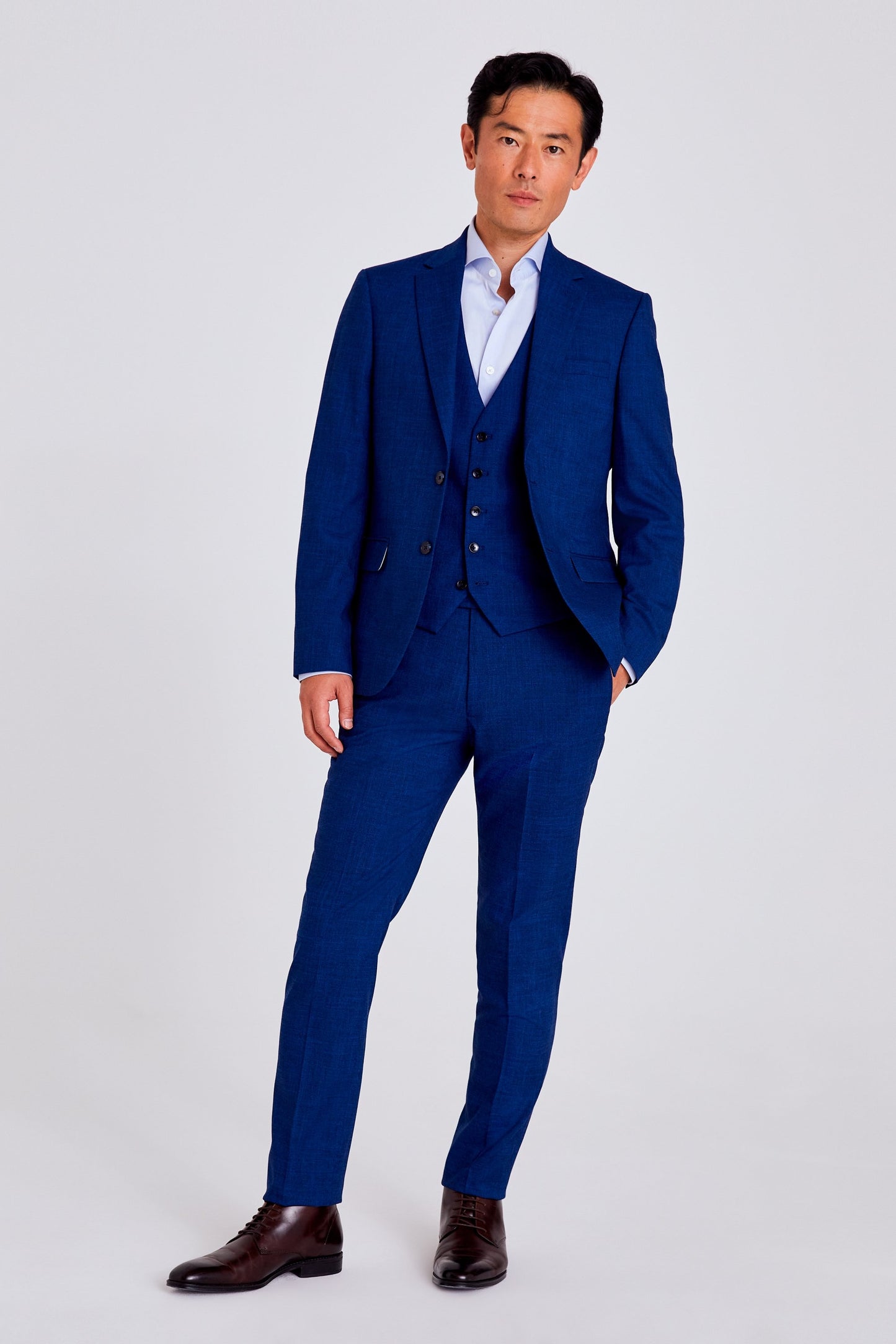 Slim Fit Blue Slub Suit