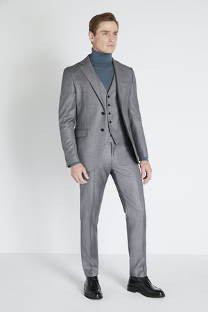 Slim Fit Grey Sharkskin Suit