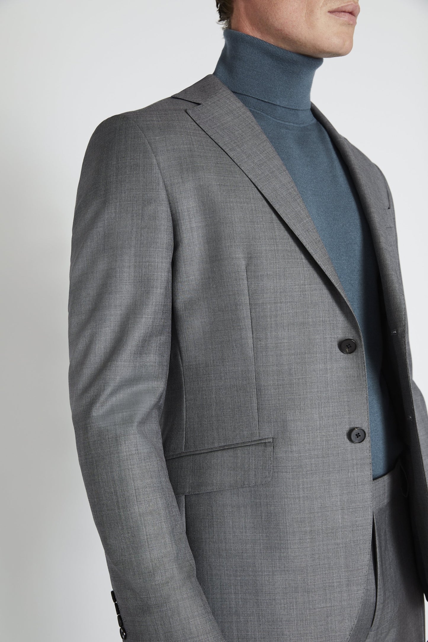 Slim Fit Grey Sharkskin Suit