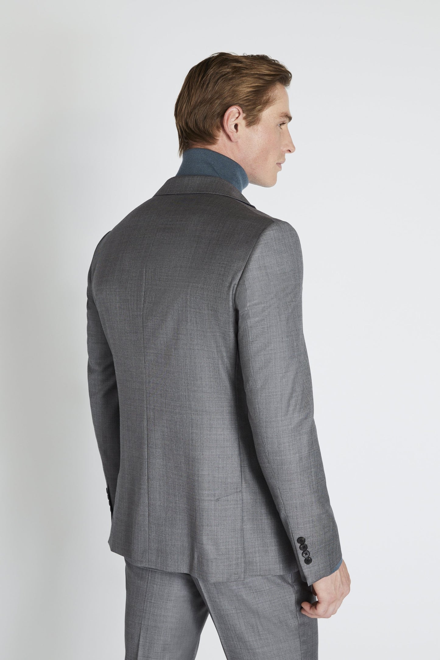 Slim Fit Grey Sharkskin Suit