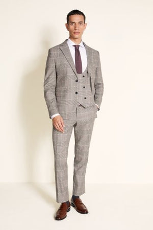 Slim Fit Black & White With Pink Check Suit