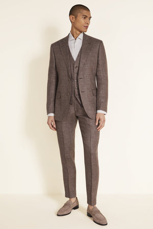 Tailored Fit Brown Linen Suit