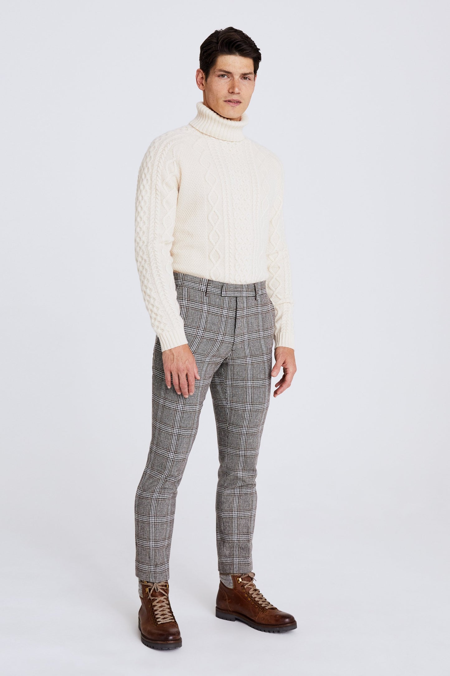 Slim Fit Tobacco Check Tweed Trouser