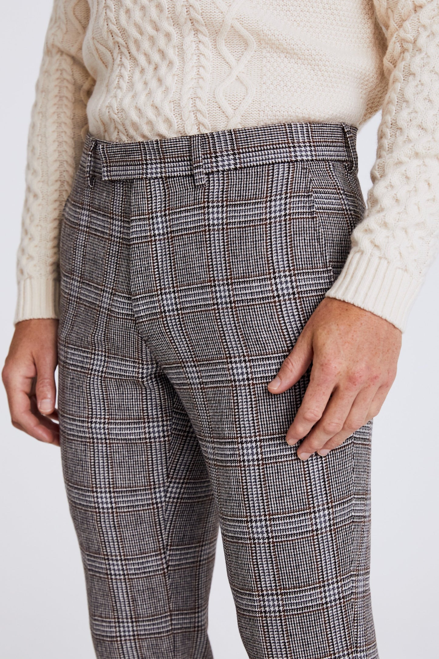 Slim Fit Tobacco Check Tweed Trouser