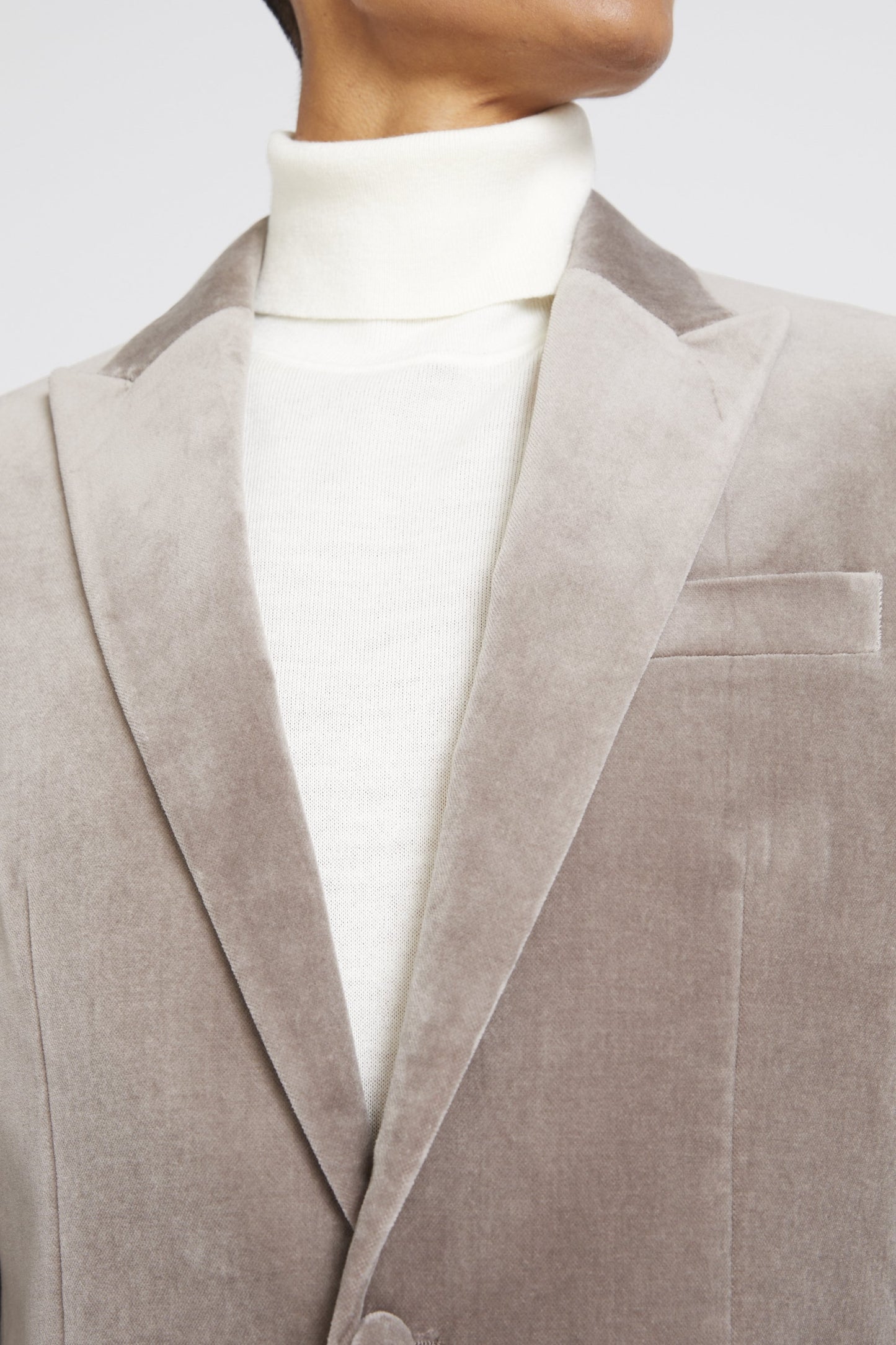 Tailored Fit Taupe Velvet Jacket