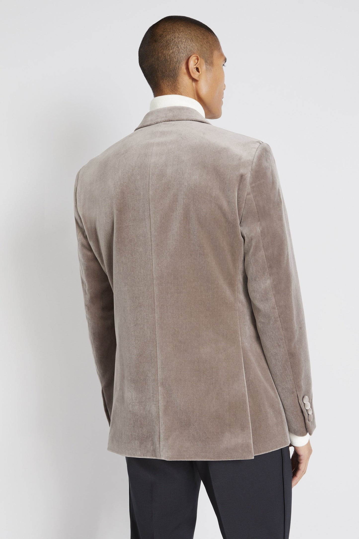 Tailored Fit Taupe Velvet Jacket