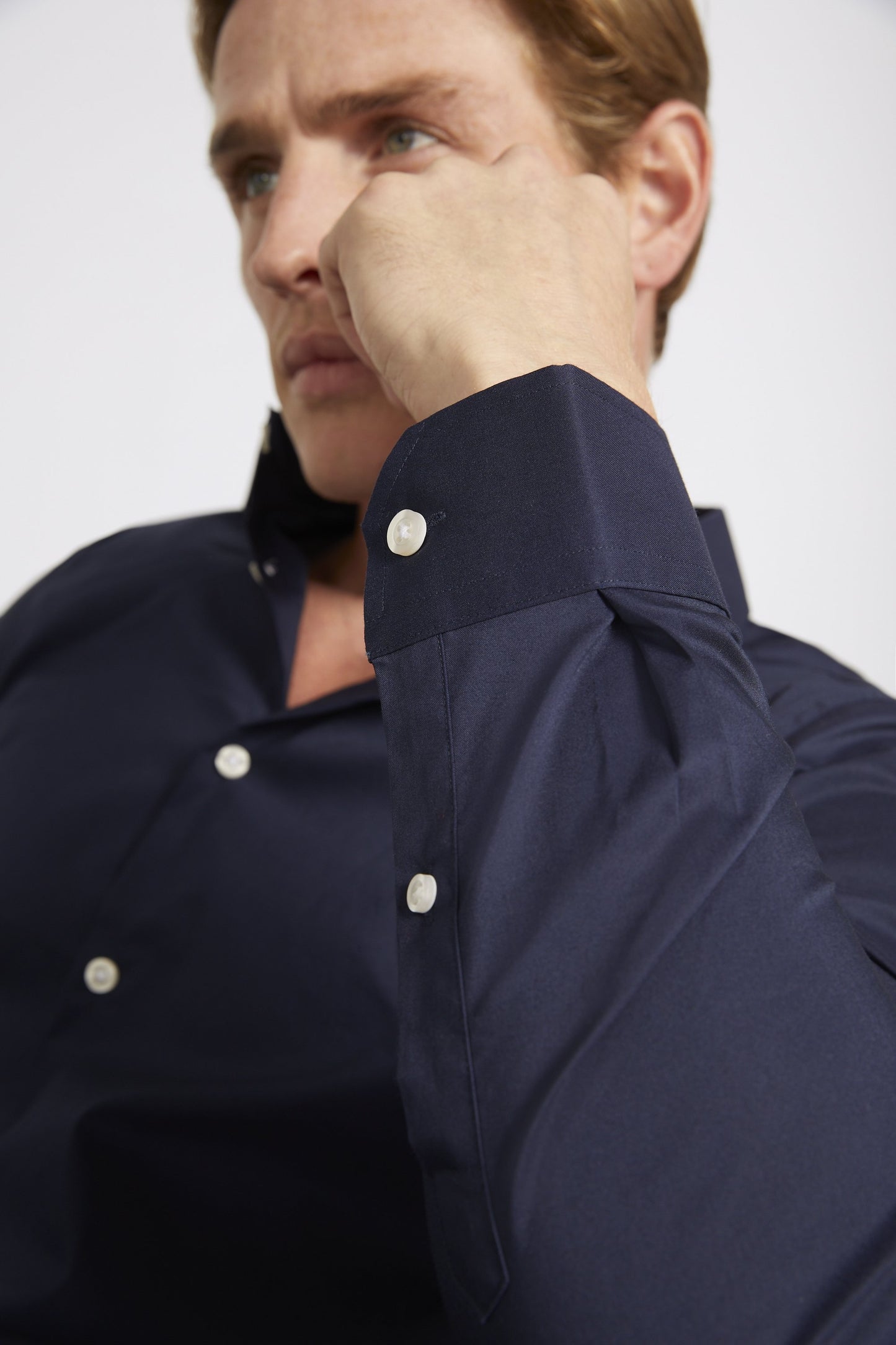 Slim Fit Dark Blue Stretch Shirt