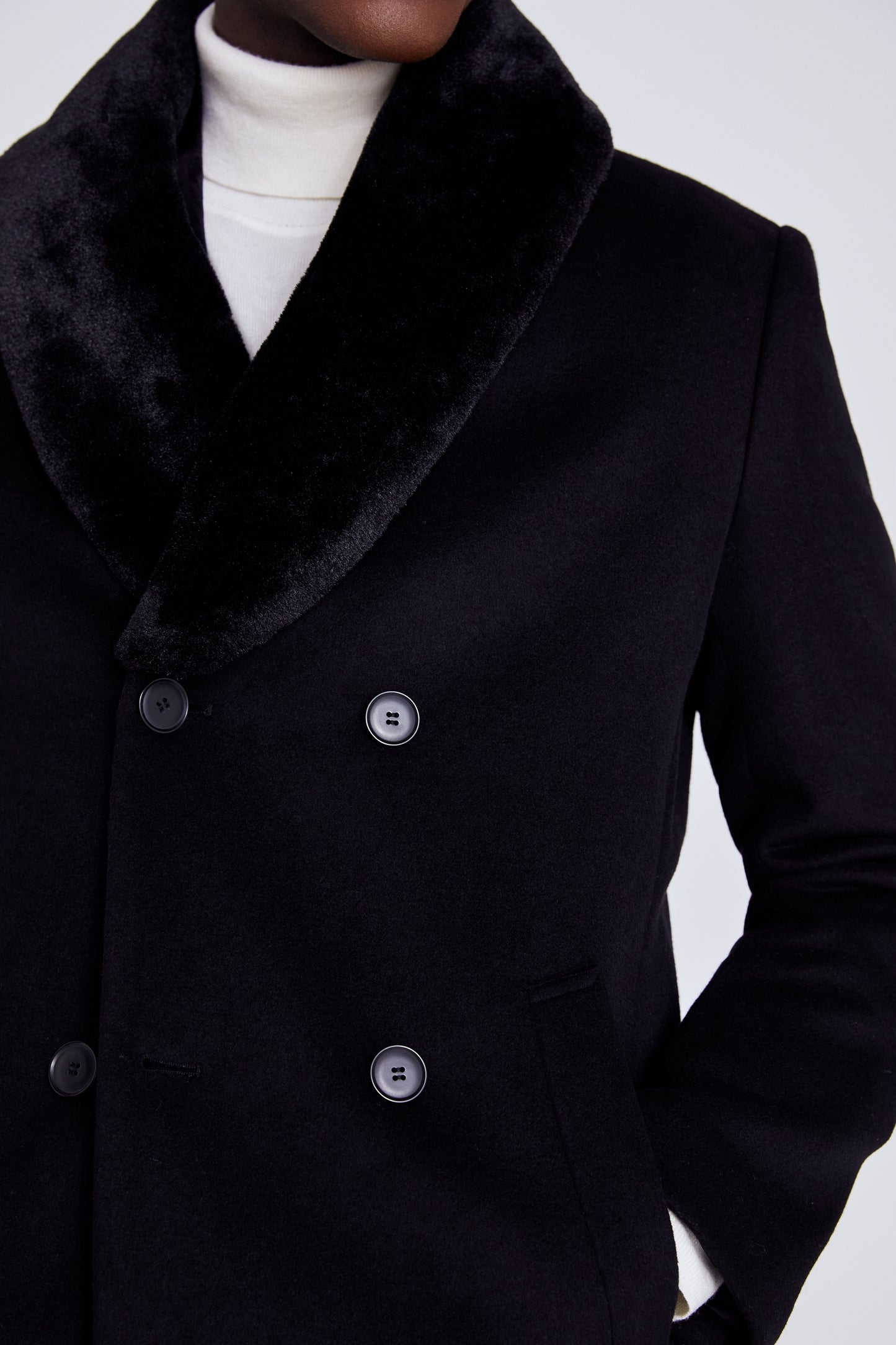 Black Fur Collar Epsom