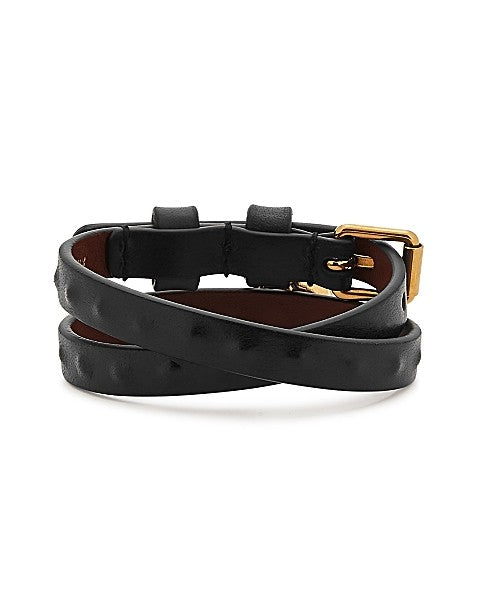 Black Leather Wrap Bracelet