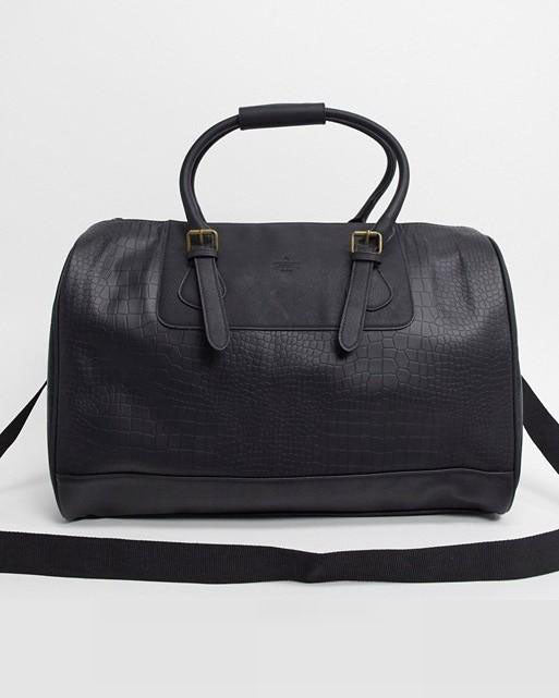 Holdall Bag Faux Leather Croc With Branded Emboss
