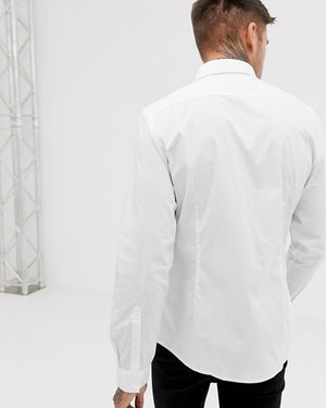 Stretch Slim Formal Work Shirt in White