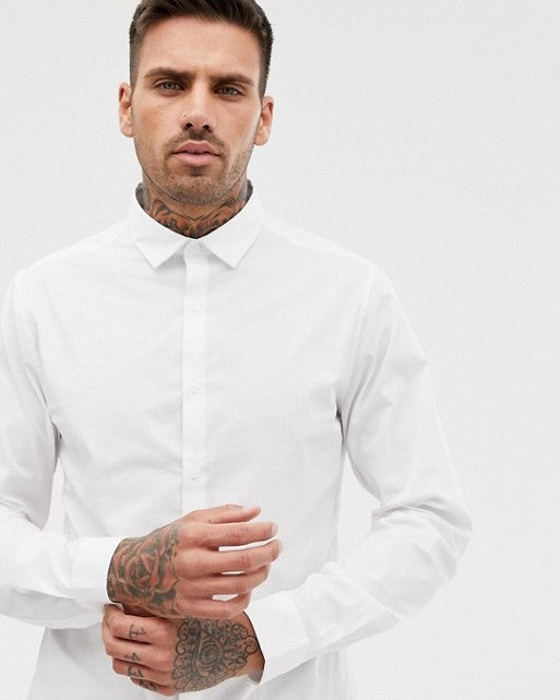 Stretch Slim Formal Work Shirt in White