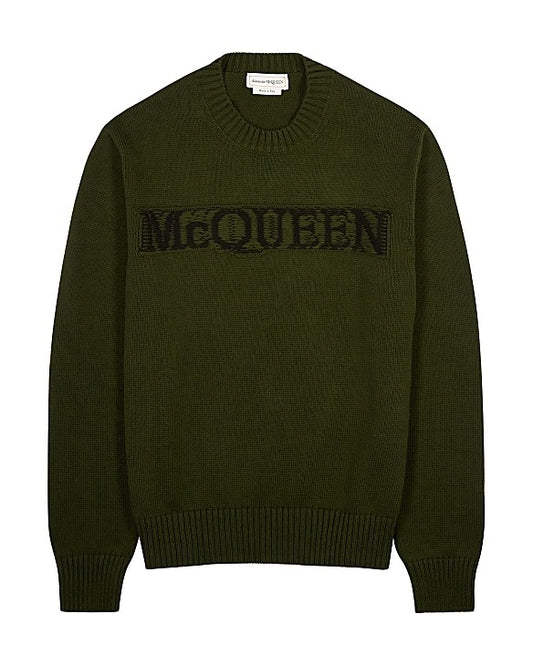 Army Green Logo Cotton Jumper