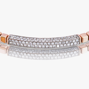 Bracelet In Brown Leather With 18k Rose Gold And Diamond