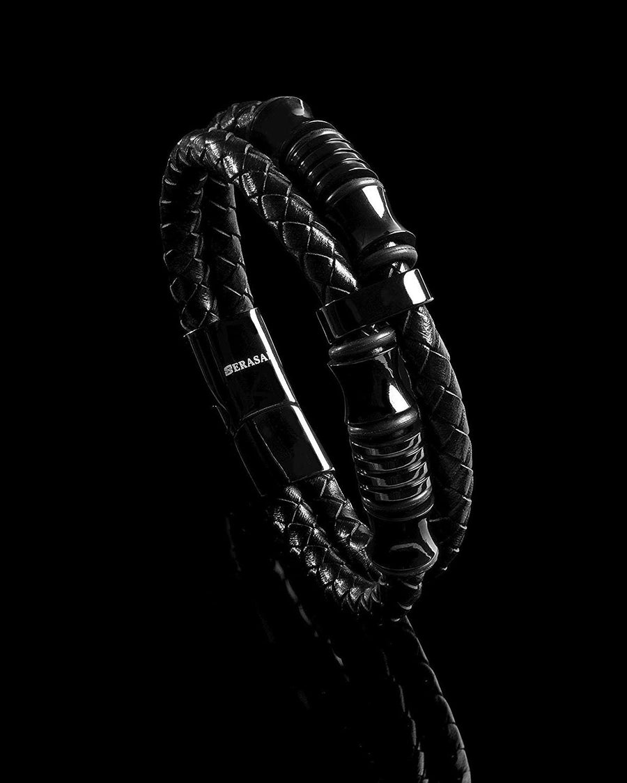 Premium Genuine Leather Bracelet for Men in Black