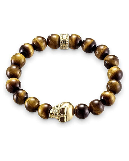 Bracelet "Skull" Gold Plated Yellow Gold/Tiger's Eye