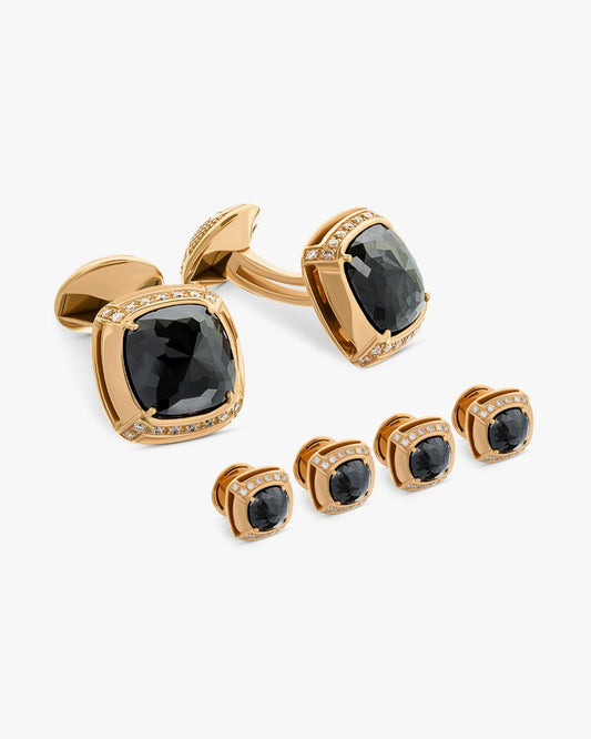 Black And White Diamond, Shirt Studs Set In 18k Rose Gold