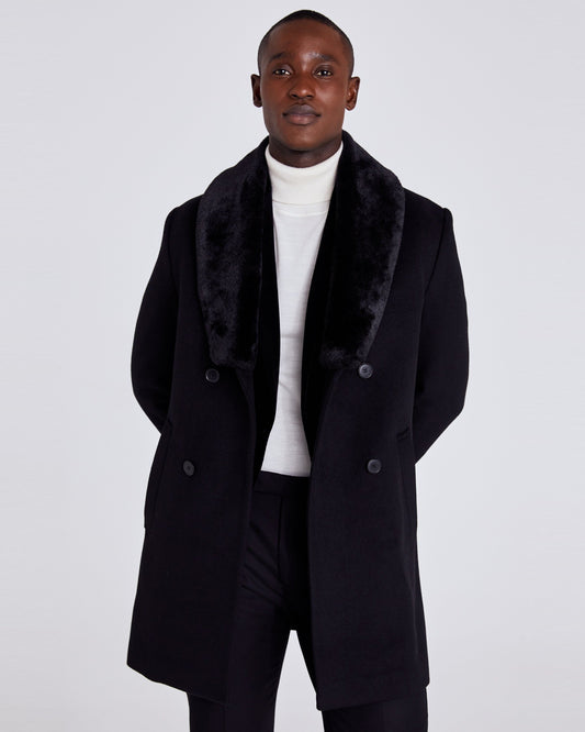 Black Fur Collar Epsom