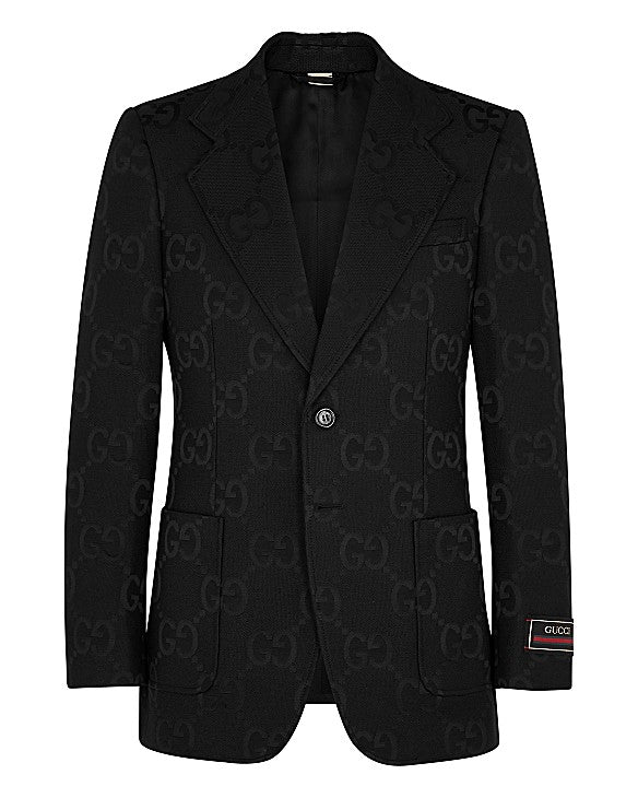 Black Gg-Monogram Jacquard Blazer