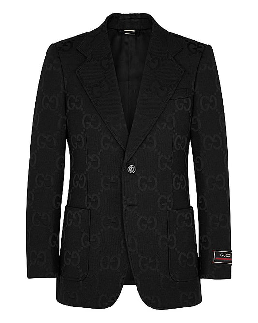 Black Gg-Monogram Jacquard Blazer