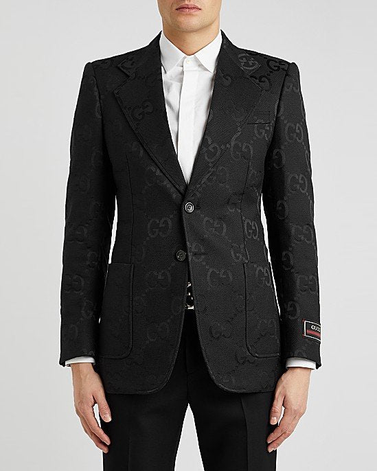 Black Gg-Monogram Jacquard Blazer