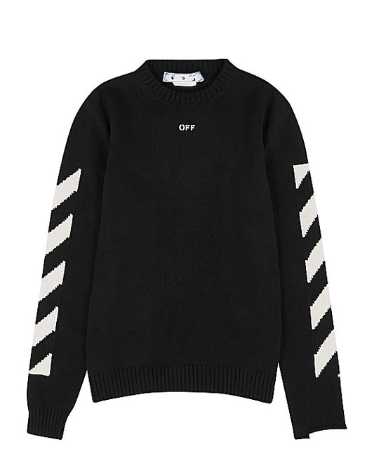 Black Logo-Intarsia Cotton-Blend Jumper