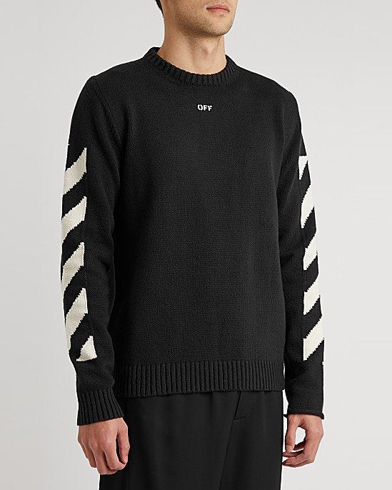 Black Logo-Intarsia Cotton-Blend Jumper