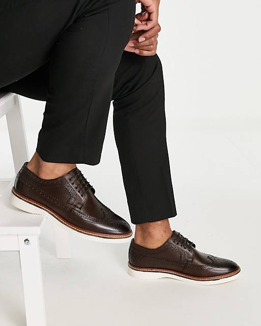 Brogue Shoe In Brown Leather On White Wedge Sole