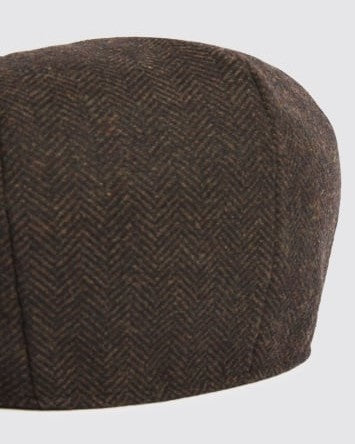 Brown Herringbone Baker Boy Cap