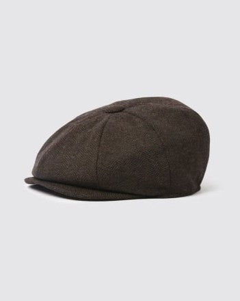 Brown Herringbone Baker Boy Cap