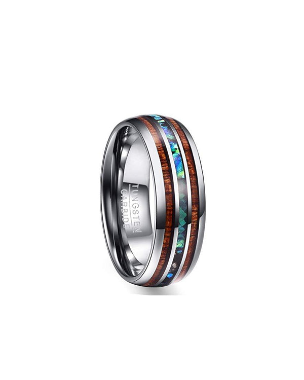 8mm Tungsten Carbide Ring Abalone Shell