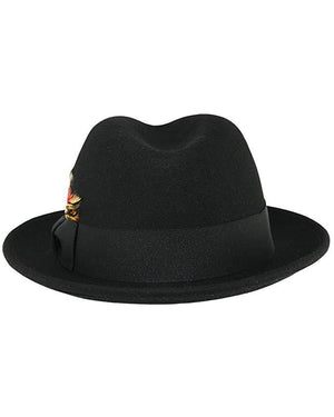 Crushable Wool Felt C Crown Fedora Hat with Grosgrain Band