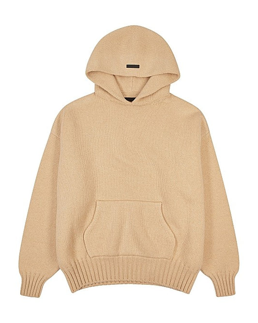 Camel Hooded Wool Sweatshirt