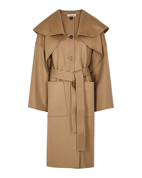 Camel Layered Wool-Blend Coat