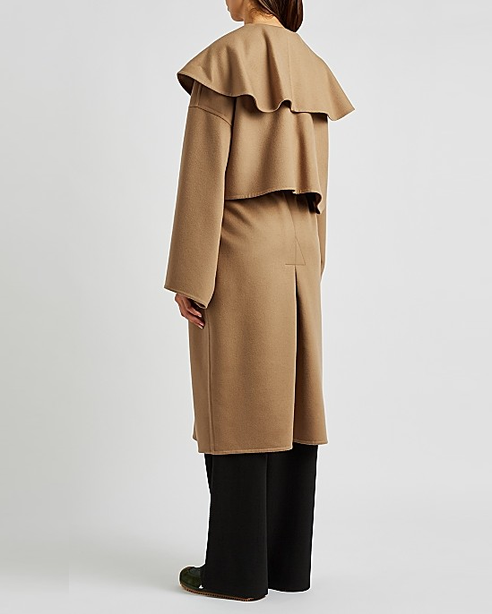 Camel Layered Wool-Blend Coat