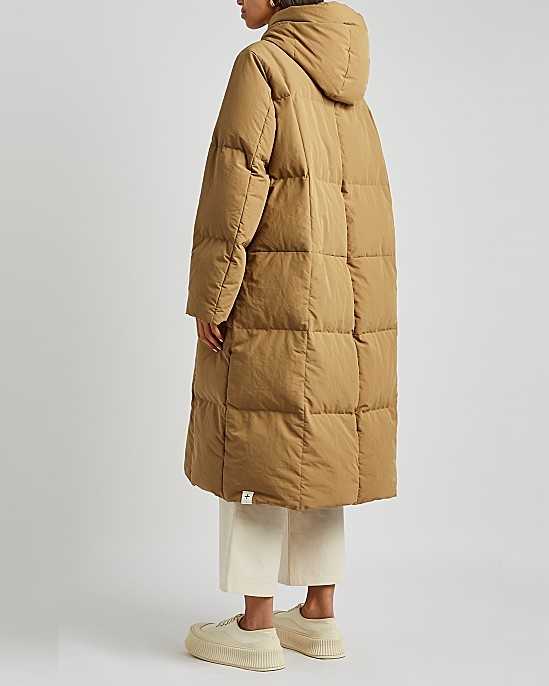 Camel Quilted Shell Coat