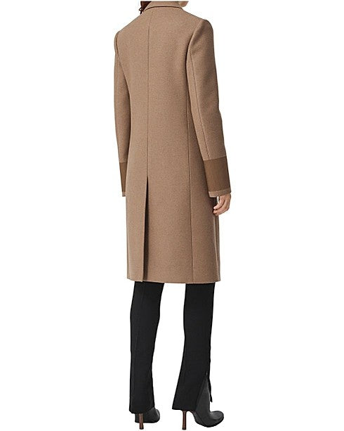 Cuff Detail Camel Hair Wool Tailored Coat