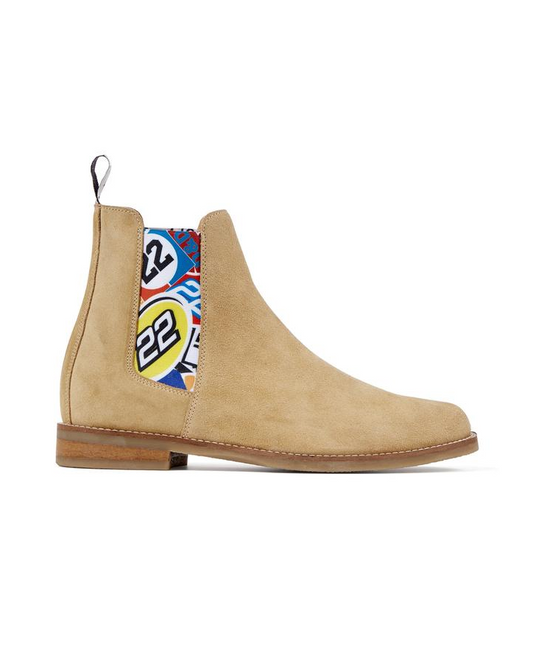 WOOLF BEIGE RACING PRINT CHELSEA BOOT