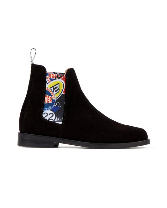 WOOLF BLACK RACING PRINT CHELSEA BOOT