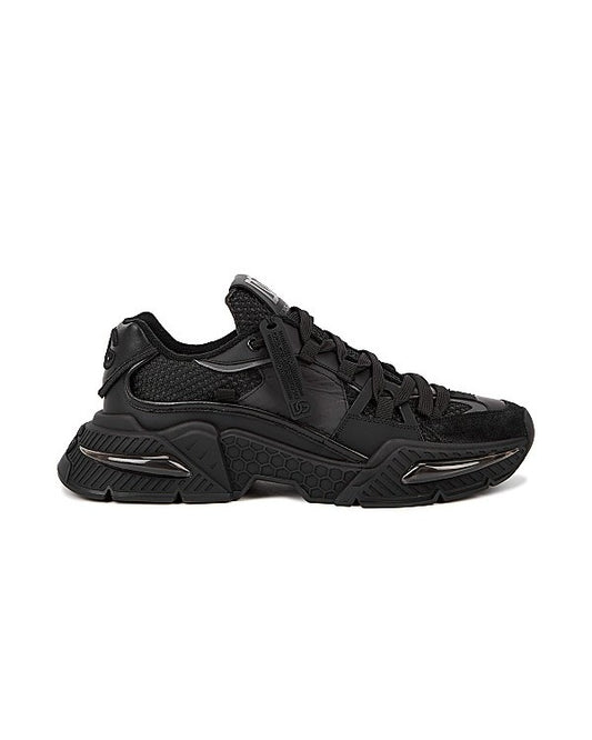 Airmaster Black Panelled Mesh Sneakers