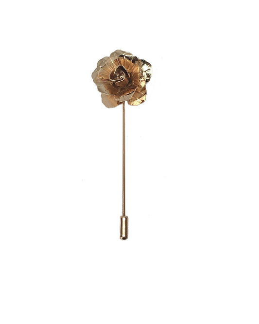 Gold Handmade Metal Rose Lapel Pin