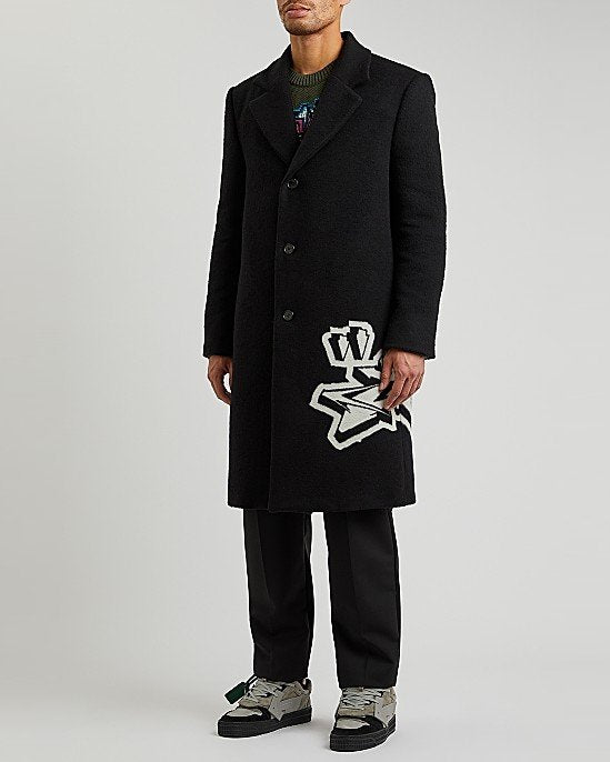 Graffiti-Print Wool-Blend Coat