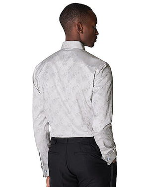 Gray Floral Jacquard Tuxedo Contemporary Fit Shirt