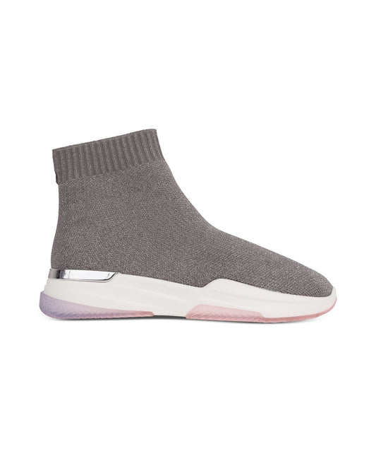 Grey Glitter Sock Runner Trainers