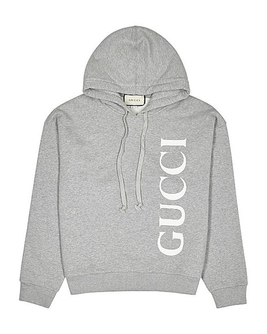 Grey Logo Hooded Cotton Sweatshirt